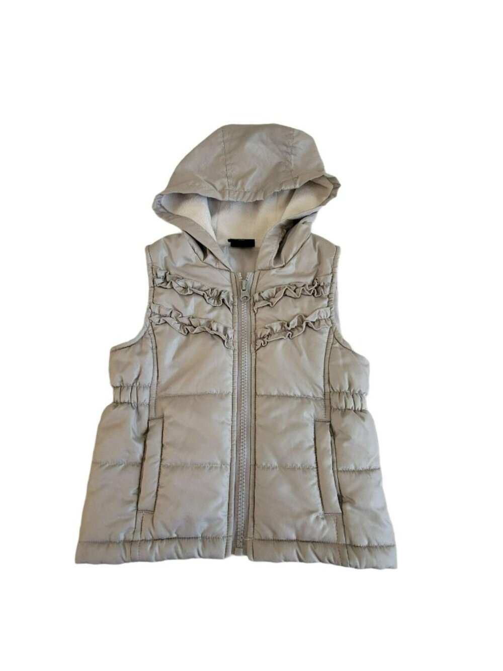Faded Glory Hooded Vest Puffer Jacket Silver Gray Girls Todd;er 3T LH8050